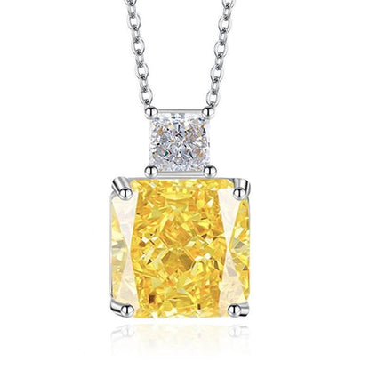 Multicolor Ice Flower Cut CZ Dual Cushion Pendant Necklace, 12*12mm 5A Cubic Zirconia, Dainty Luxe Pendant