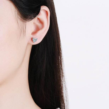 S925 Moissanite/CZ Heart Shape Stud Earrings, 1-2ct D-Grade VVS Certificate, Hypoallergenic Sterling Silver Gift