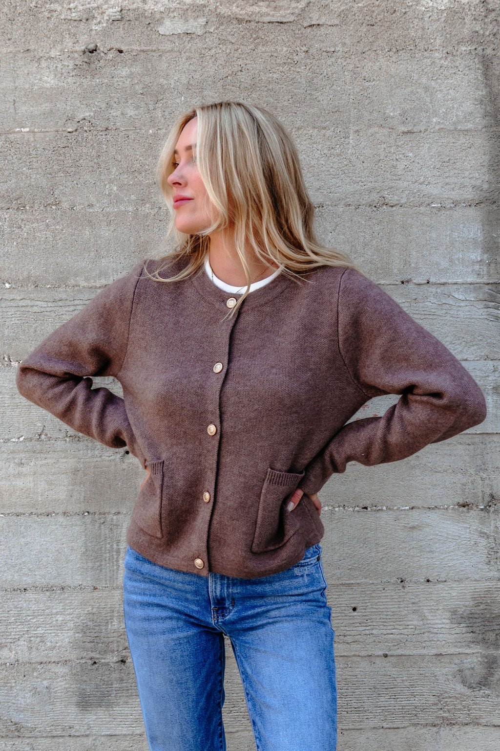 Autumn Button Front Sweater Cardigan - Brown - FINAL SALE