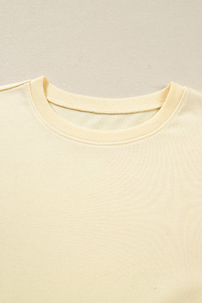 Beige Double Tiered Ruffle Hem Long Sleeve Loose Mini Dress