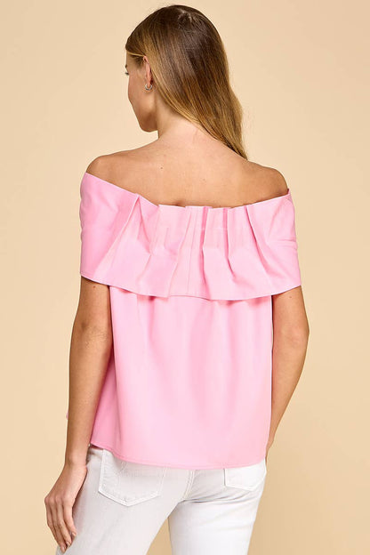 Pink Off The Shoulder Bow Top