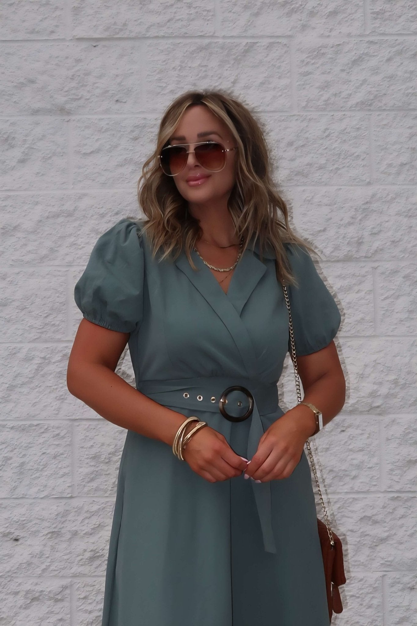 Breland Olive Belted Midi Dress - FINAL SALE