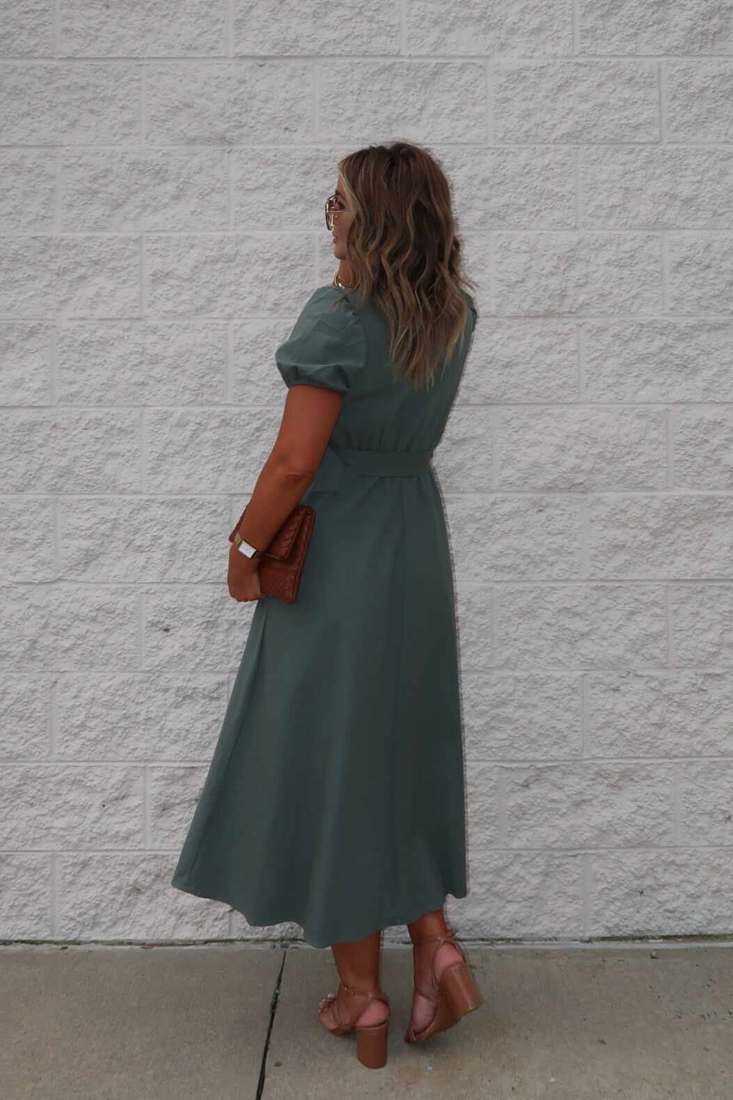 Breland Olive Belted Midi Dress - FINAL SALE