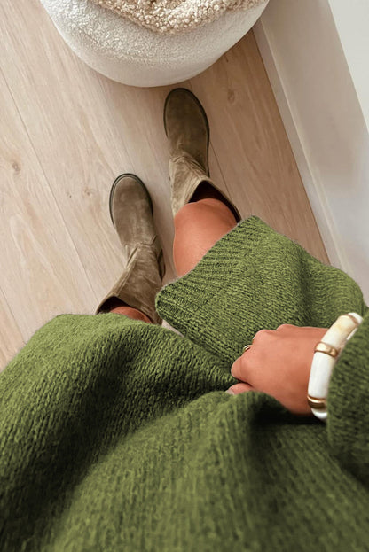 Green Oversize Drop Shoulder Slouchy Sweater Dress