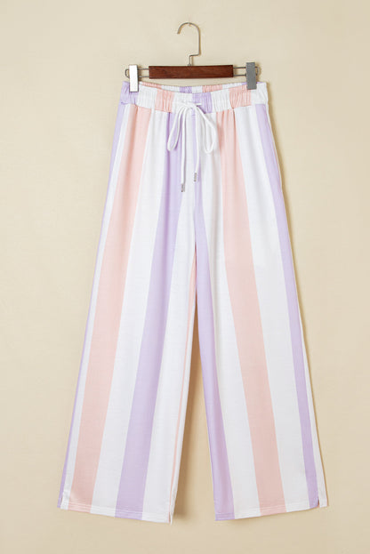 Stripe Drawstring Waist Side Pocket Pants