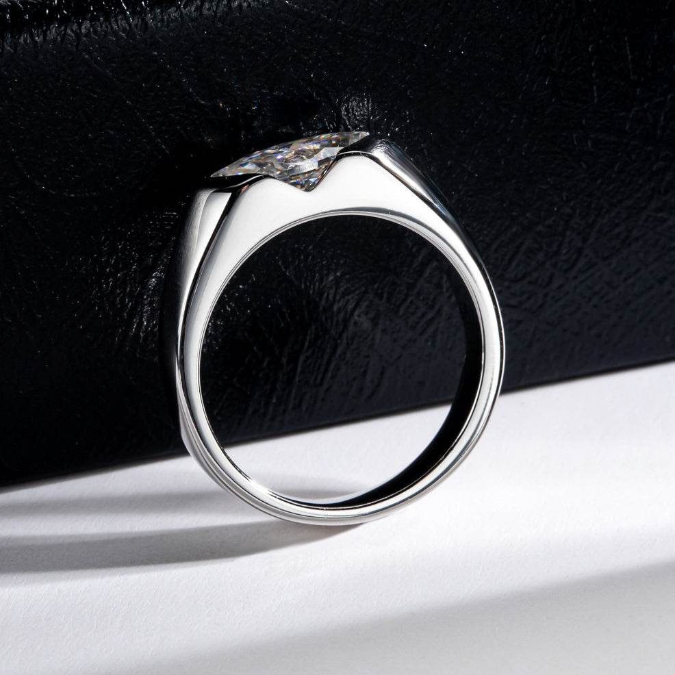 S925 18k Marquise Moissanite Wedding Engagement Ring, 5*10mm 1ct VVS D-Gragde Certified, 18K White Gold & Rhodium Plated Vintage-Inspired Luxury Solitaire for Her Him