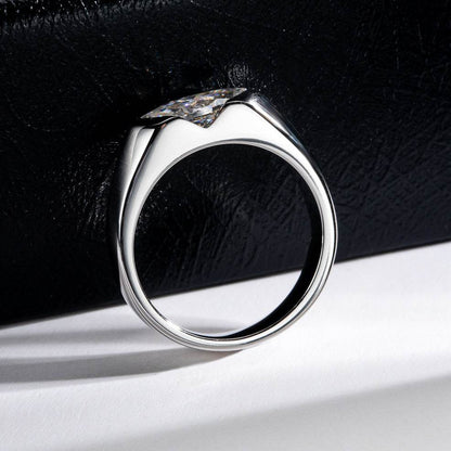 S925 18k Marquise Moissanite Wedding Engagement Ring, 5*10mm 1ct VVS D-Gragde Certified, 18K White Gold & Rhodium Plated Vintage-Inspired Luxury Solitaire for Her Him