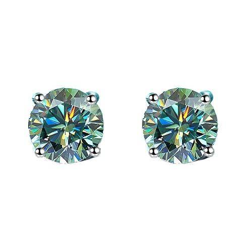 S925 Multicolor Moissanite 4-Prong Stud Earrings, 10 Color 0.5-3ct D-Grade VVS Certificate, Unisex Hypoallergenic Sterling Silver Gift