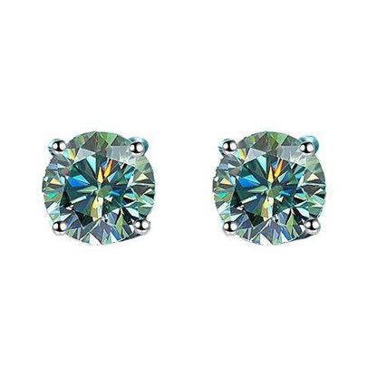 S925 Multicolor Moissanite 4-Prong Stud Earrings, 10 Color 0.5-3ct D-Grade VVS Certificate, Unisex Hypoallergenic Sterling Silver Gift