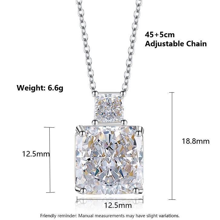 Multicolor Ice Flower Cut CZ Dual Cushion Pendant Necklace, 12*12mm 5A Cubic Zirconia, Dainty Luxe Pendant