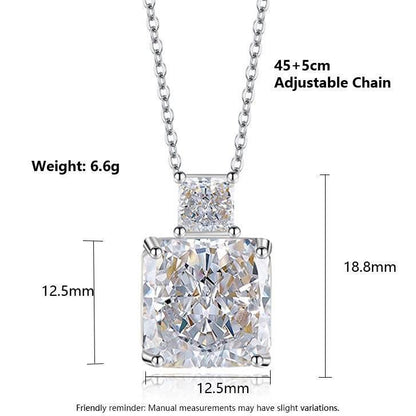 Multicolor Ice Flower Cut CZ Dual Cushion Pendant Necklace, 12*12mm 5A Cubic Zirconia, Dainty Luxe Pendant