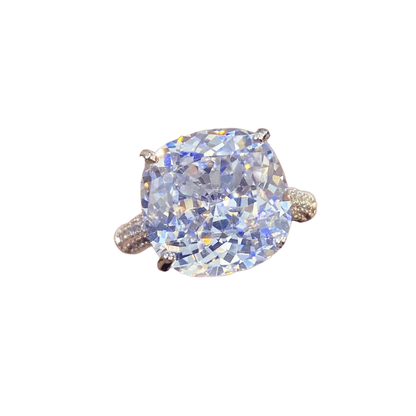 Multicolor Star Cut Bold Square CZ Adjustable Ring, Super Sparkling 14*14mm Main Cubic Zirconia, Pavé CZ Band, Dainty Luxe