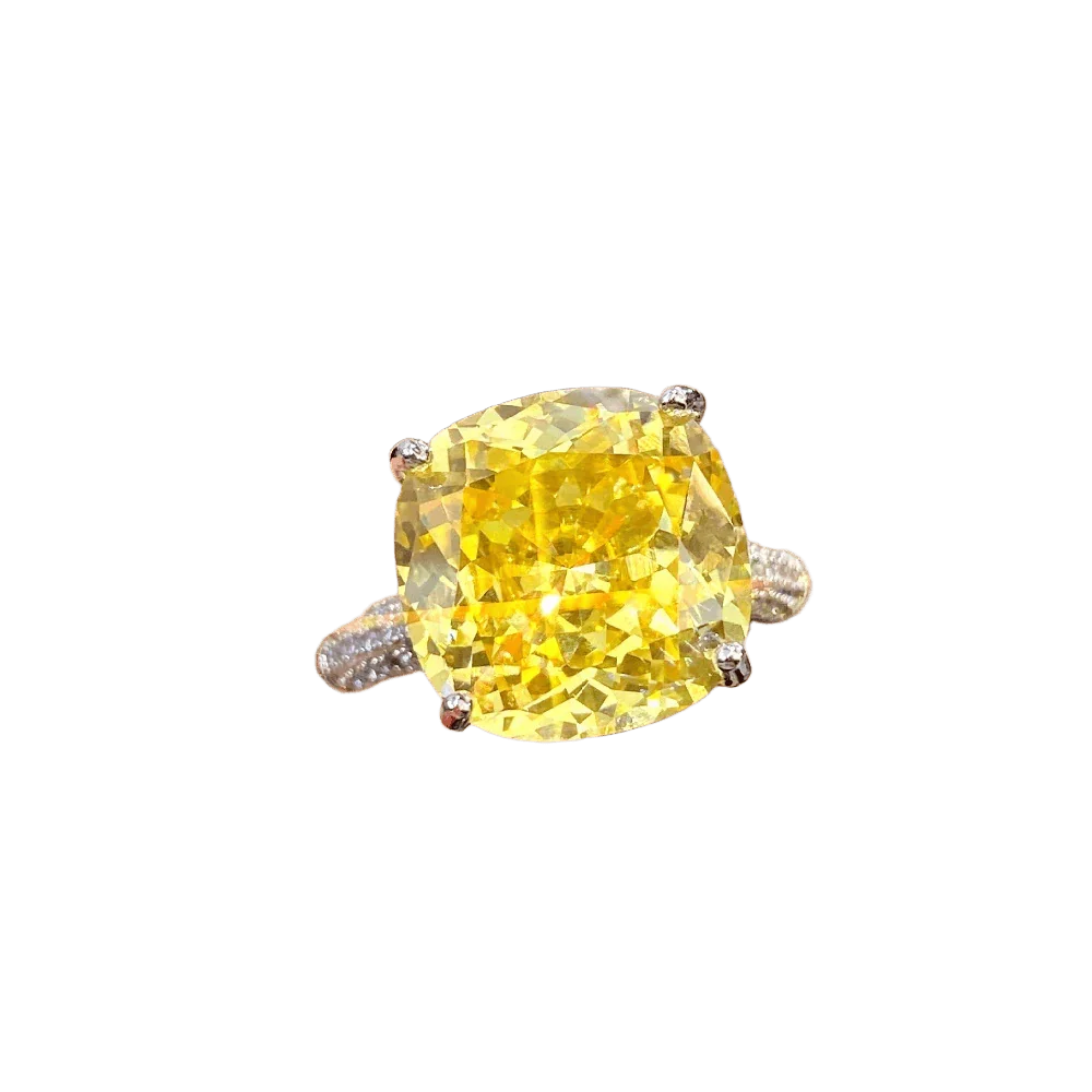 Multicolor Star Cut Bold Square CZ Adjustable Ring, Super Sparkling 14*14mm Main Cubic Zirconia, Pavé CZ Band, Dainty Luxe