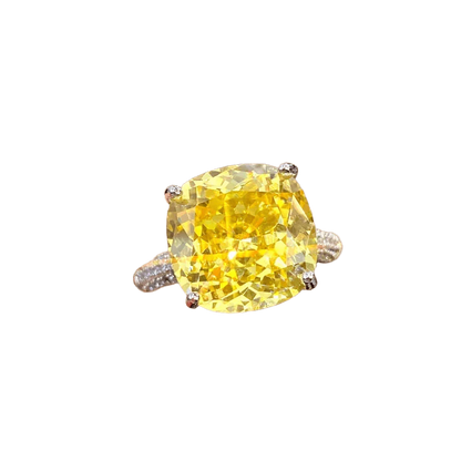 Multicolor Star Cut Bold Square CZ Adjustable Ring, Super Sparkling 14*14mm Main Cubic Zirconia, Pavé CZ Band, Dainty Luxe