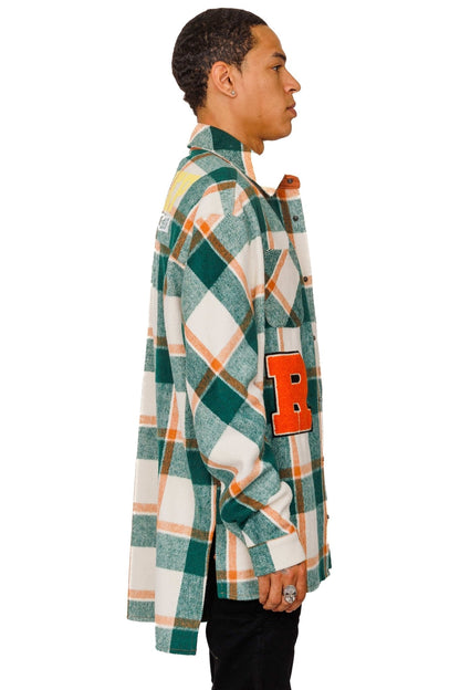 ZAFFRE Men's premium heavy flannel elongated oversize shirt