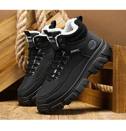 Men's winter suede high top Martin boots men's workwear shoes trendy and versatile thick sole