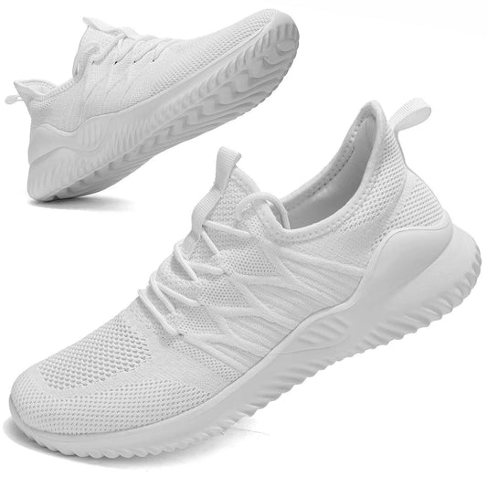 Mens Casual Running Shoes Mesh Sneakers Slip On White Size US 7