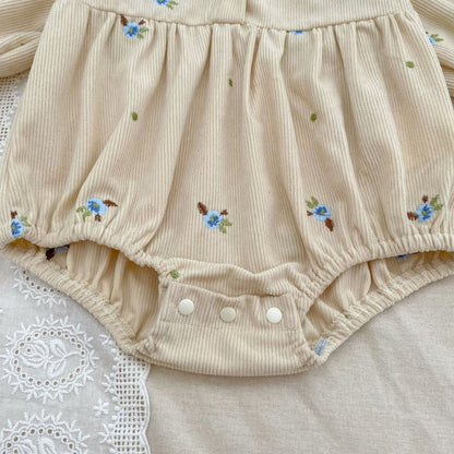 Autumn Hot Selling Baby Kids Girls Flowers Embroidered Pattern Long-sleeved bodysuit and Dress – Princess Sister Matching Set