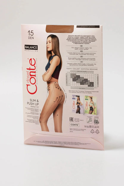Tights Conte Balance 15 Den - Push-Up Effect