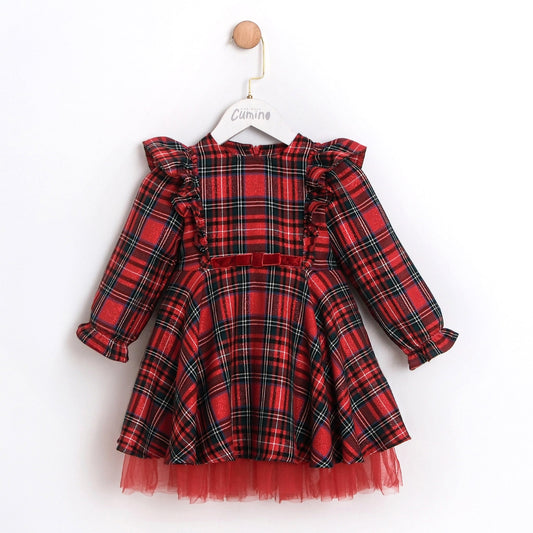 Red Plaid Sparkle Dress