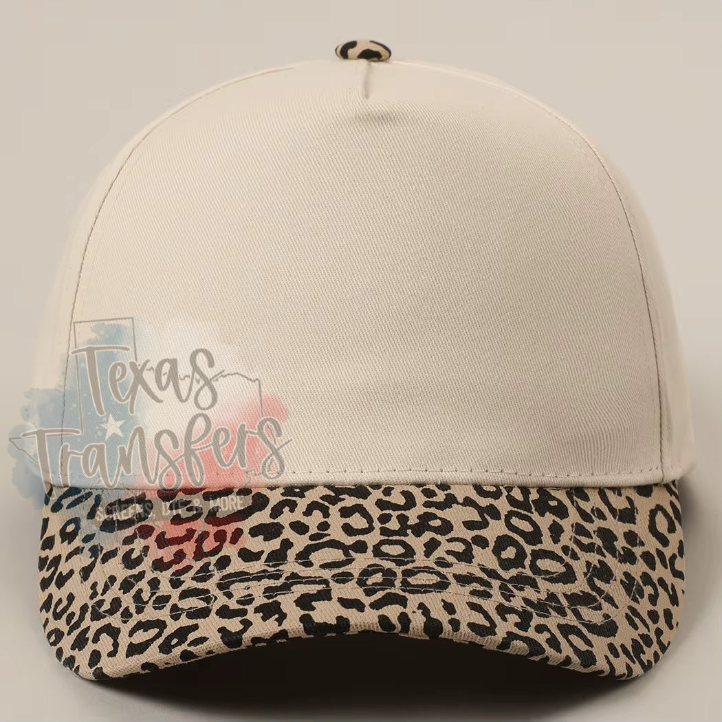 Leopard Brim Canvas Blank Hat