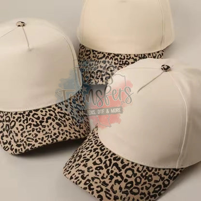 Leopard Brim Canvas Blank Hat