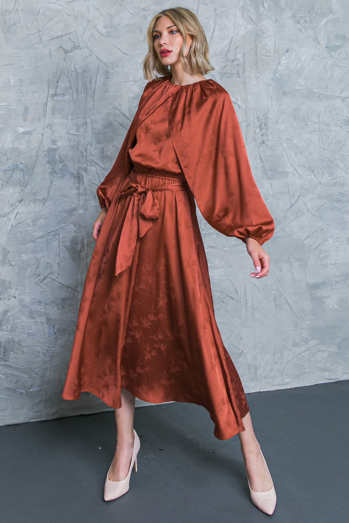 PROGRESS OVER PERFECTION SATIN MIDI DRESS