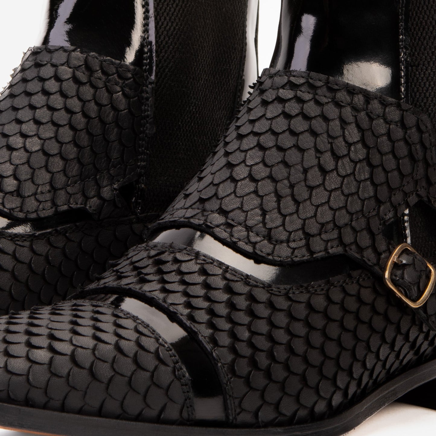 The Orion Black Snakeskin Pattern Leather Double Monk Strap Men Boot