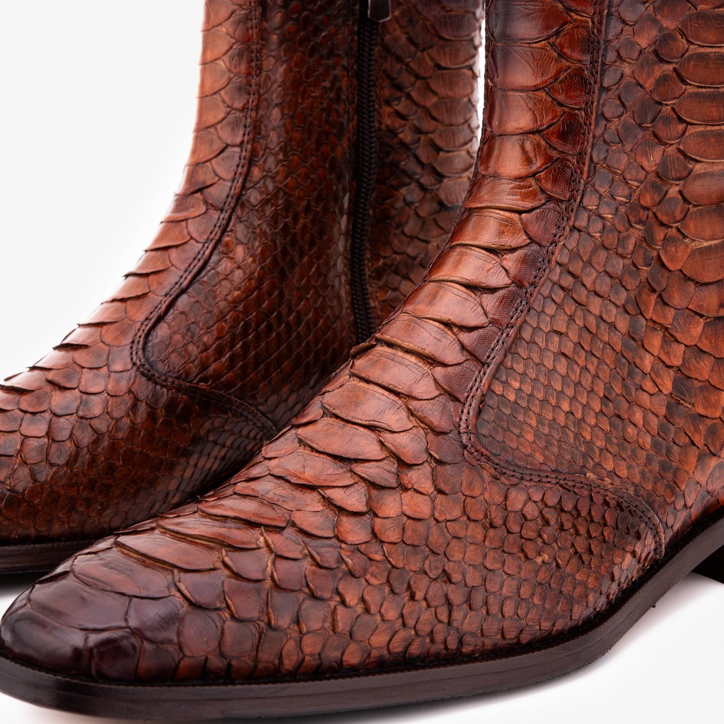 The Boss Tan Pythn Snk Zip-Up Leather Men Boot Limited Edition